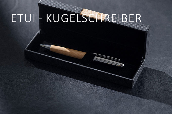 Etui mit Bambus-Chrom-Kugelschreiber